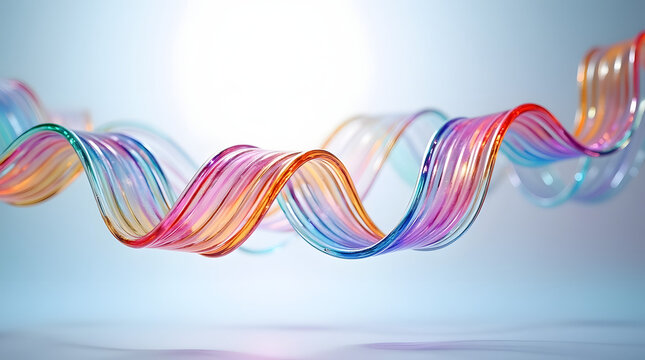 Colorful wavy strands create a mesmerizing visual display, evoking a sense of fluidity and movement.