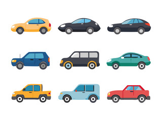 set of cars vector icons collection transparent
