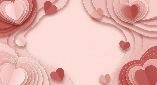 Valentine's day background with red hearts and floral patterns