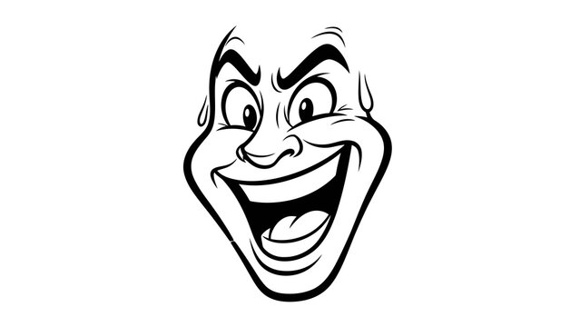 Cartoon face with exaggerated expressions