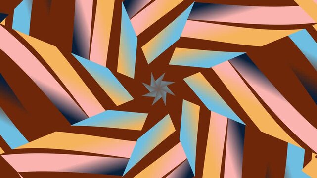 Dynamic Abstract Geometric Star with Symmetrical Colorful Shapes in Digital Art