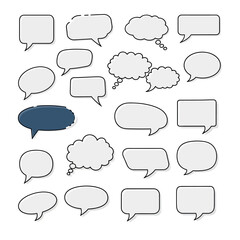 Fototapeta premium Diverse Collection of Stylized Speech Bubbles and Thought Clouds for Communication Design