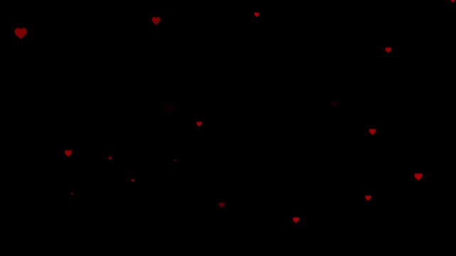 Scattered Red Hearts on a Black Background abstract celebration