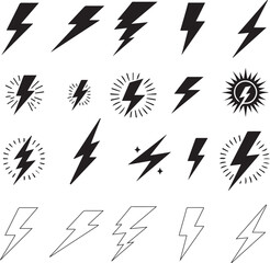 Lightning comic icons set.