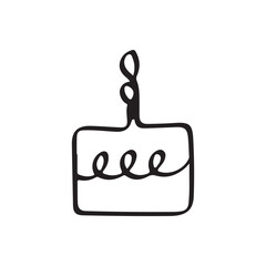 Obraz premium Birthday Cake with Candle Outline Drawing