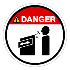 Danger Slide and Die On Roll Threader Hazard Symbol Sign ,Vector Illustration, Isolate On White Background Label.EPS10