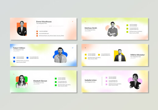 Set of Gradient Creative Email Signature UI Design Template
