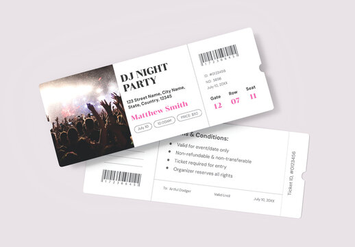 DJ Night Party Event Ticket Design