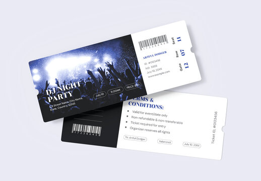 Event Ticket Design for Music Concert and Festivals