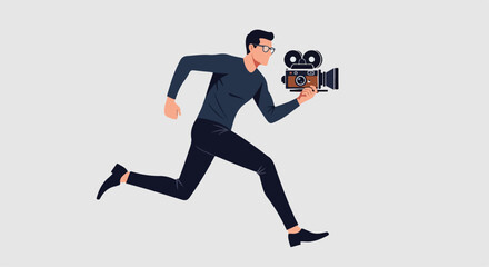 flat illustration of a cameraman