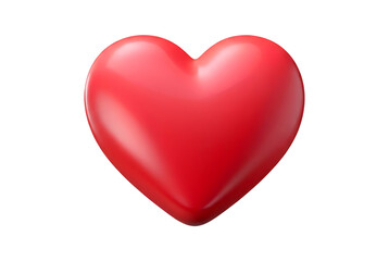 Fototapeta premium Vibrant glossy red heart shape 3D render love symbol shiny reflection isolated on transparent background