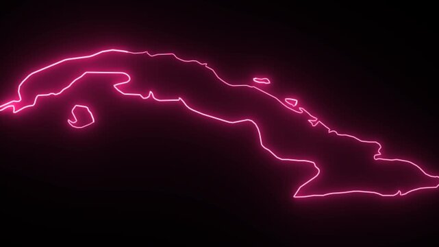 Cuba outline neon light map image photo