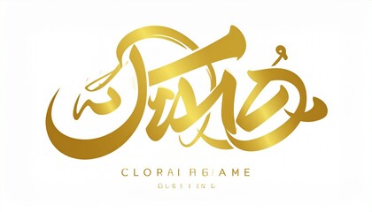 Golden Arabic Calligraphy Design for Clothing Brand with Elegant Style.