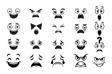 Comic expression vector, pop art emotion icons, cartoon reaction illustration