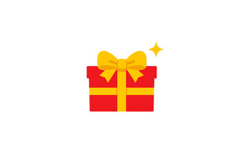 Obraz premium Red gift box with yellow ribbon and bow surrounded by sparkles, perfect for celebrations or special occasions like birthdays and holidays