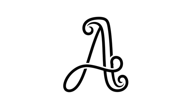 Elegant black capital letter a on white background