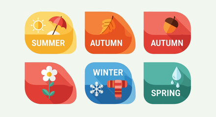 Seasonal Icons Representing Different Times of Year.