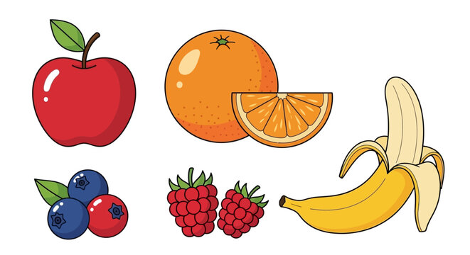 Assorted Fresh Fruits Apple Orange Banana.