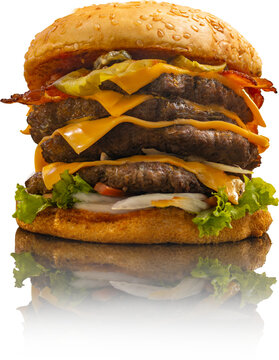 Hamburguesa americana cuarto carnes y tocineta