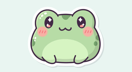 Cute cartoon frog illustration with kawaii style for childrens designs © Hadi
