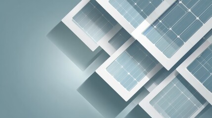 Fototapeta premium Eco-industrial Minimalist Background Features Geometric Shapes and Solar Panel Designs for Corporate Sustainability Reports