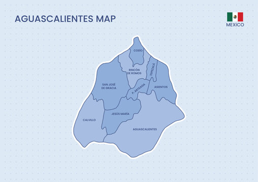 Aguascalientes Mexico State Map Vector Illustration
