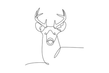 Obraz premium Deer Head With Antlers. Wild Animal Concept. Single line draw design Video 4k. Footage graphic illustration