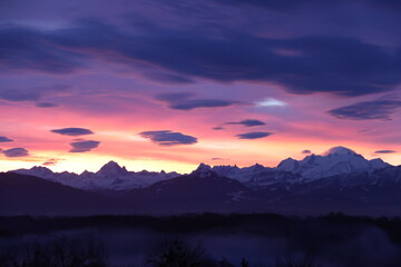sunset over the mountains