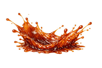 Obraz premium Caramel splashing, creating a crown shape from liquid drops, sweet syrup flowing, isolated design element