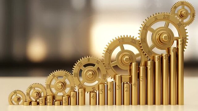 Golden Gears on Rising Bars Display.