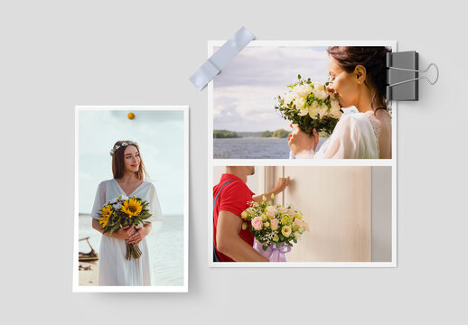 Polaroids Photo Collage Mockup