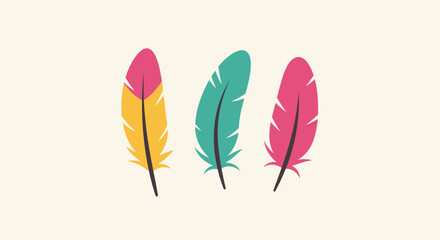 Colorful Feathers Illustration with Vibrant Hues.