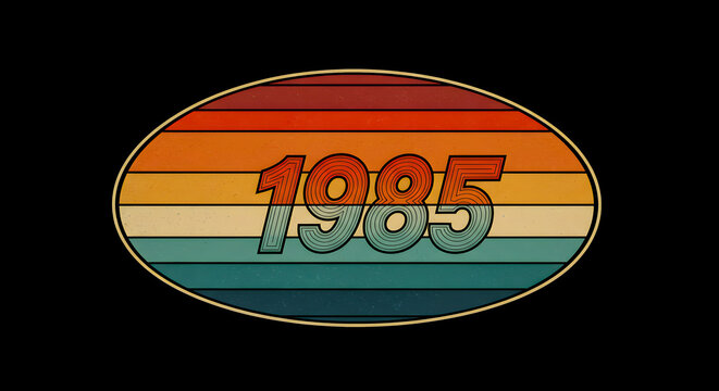 Retro 1985 Sunset Vintage Oval Graphic Design