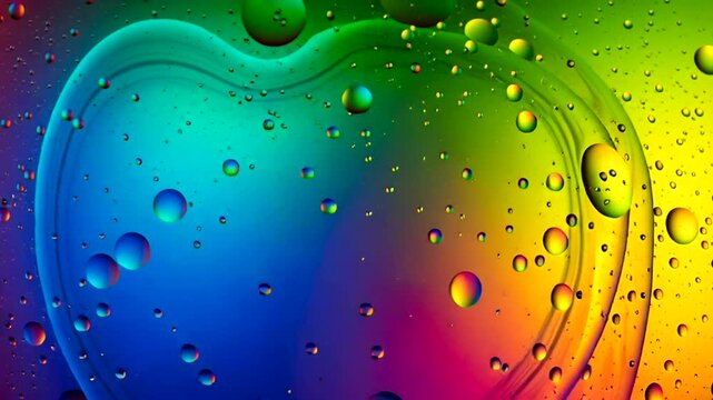 Rainbow Colored Liquid Droplets and Bubbles.