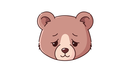 Sad Bear Face Emoji with Drooping Eyes and Subtle Smile, Expressing Melancholy and Disappointment