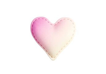 Fototapeta premium A gradient heart shaped cushion with stitched edges isolated on a white background