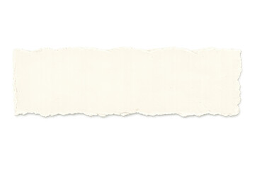 Obraz premium Stripped ripped white paper fragment with jagged edges and empty space separating from a transparent background