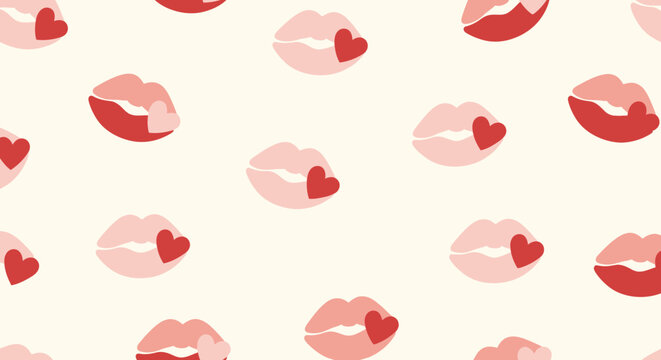 Red Lips with Heart Pattern Design.