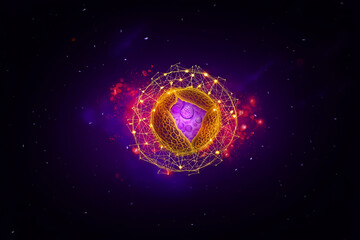 Obraz premium Mast Cell Activation Syndrome Abstract glowing sphere with intricate network and cellular structures