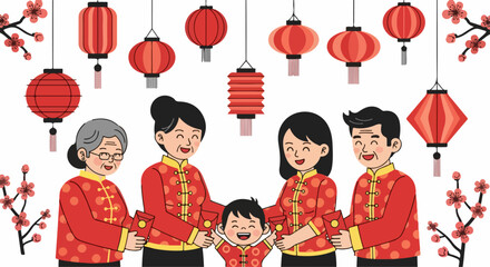 flat illustration of Chinese New Year celebration