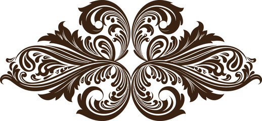 Intricate brown floral design isolated on transparent background