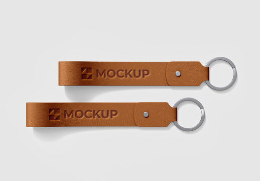 Leather Keychain Mockup Set PSD