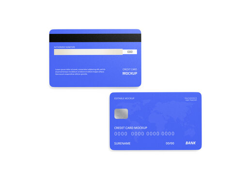Credit Card Mockup Front and Back View PSD