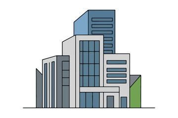 Fototapeta premium Modern office building vector, urban architecture icon set, commercial skyscraper illustration