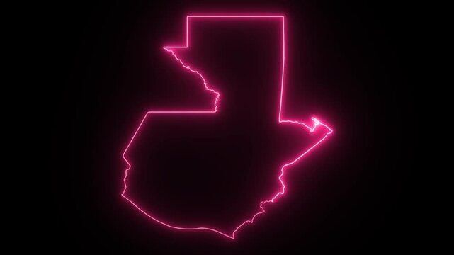 Neon outline map of Guatemala on black background pink