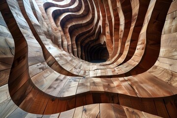 Fototapeta premium Abstract wood architecture forming organic fluid curves