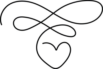 Hand-drawn vector black line art of an infinity heart symbol divider, perfect for romantic designs and Valentine's Day.