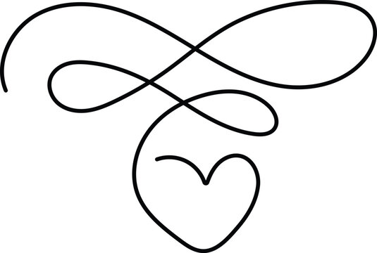 Hand-drawn vector black line art of an infinity heart symbol divider, perfect for romantic designs and Valentine's Day.