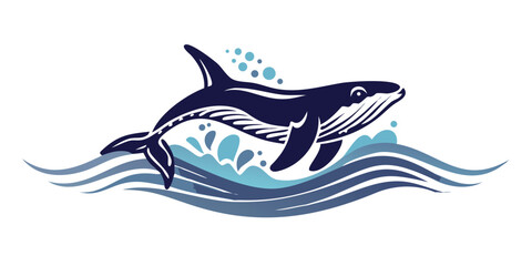 Fototapeta premium A majestic blue whale swimming gracefully in the deep blue ocean Vector
