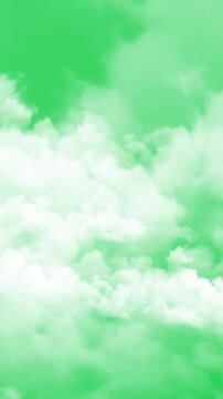 realistic clouds moving isolated on green background animation, real nature weather puffy cloud summer and spring day overlayvertical social media motion design element